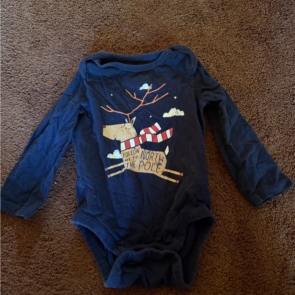 GAP Dark Blue Kids Bodysuit with Reindeer Graphic